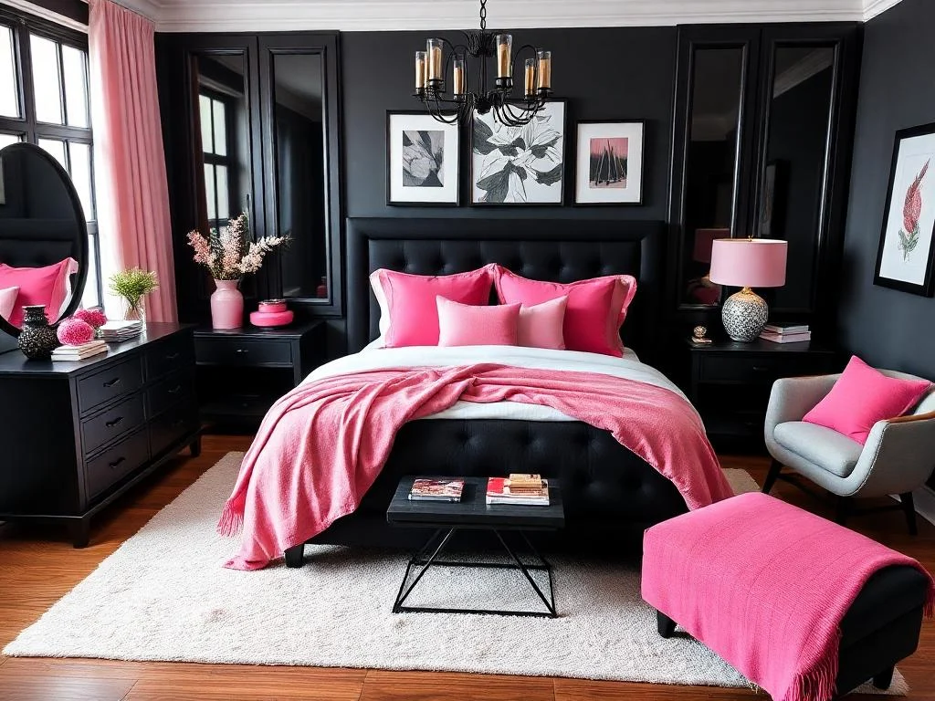 22 Black and Pink Bedroom Decorating Ideas