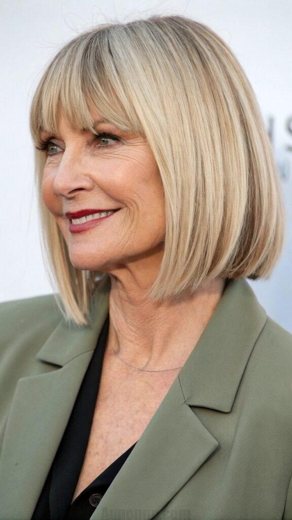 Sleek Angled Bob with Wispy Bangs