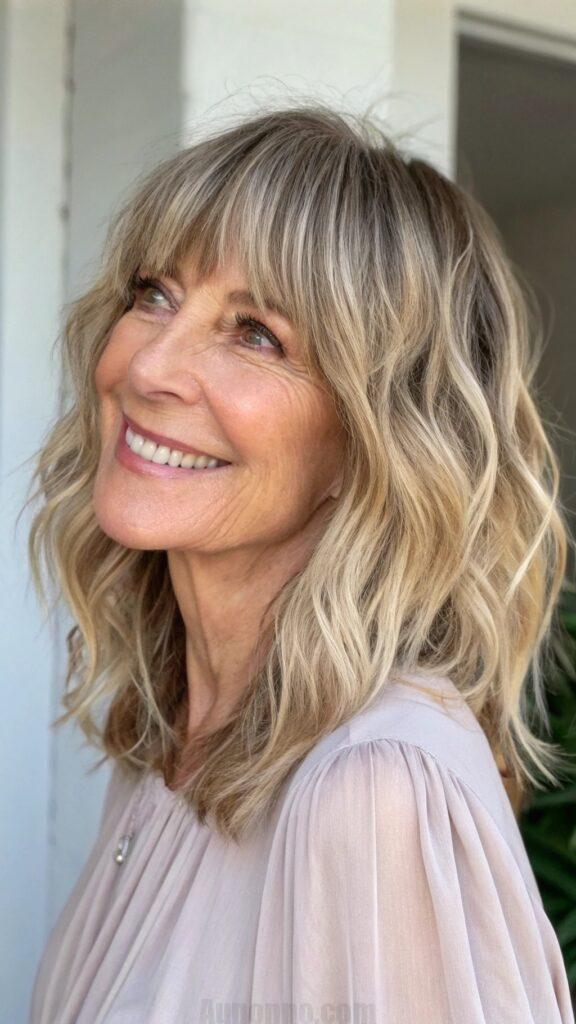 Wavy Lob with Wispy Bangs