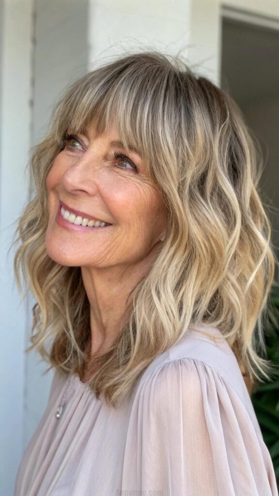 Wavy Lob with Wispy Bangs